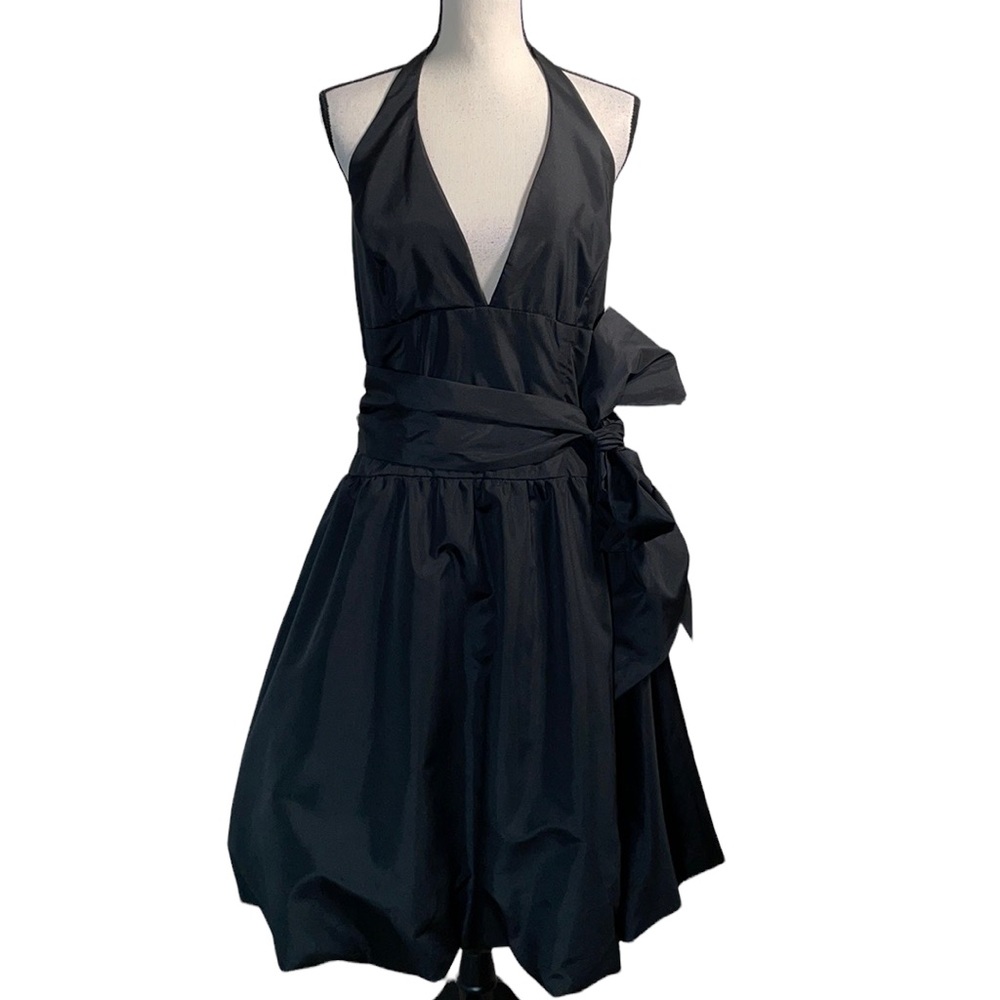 COPY - Bari Jay Black Sleeveless Halter Plunge V-Neck Wrap Dress 14